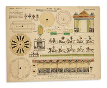 (CHILDRENS LITERATURE.) OPTICAL TOY. Grand Cirque Carousel and instruction sheet.